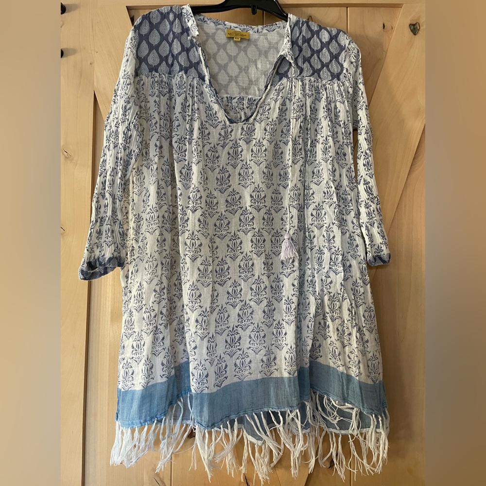Roberta Roller Rabbit Blue and White Patterned Tunic